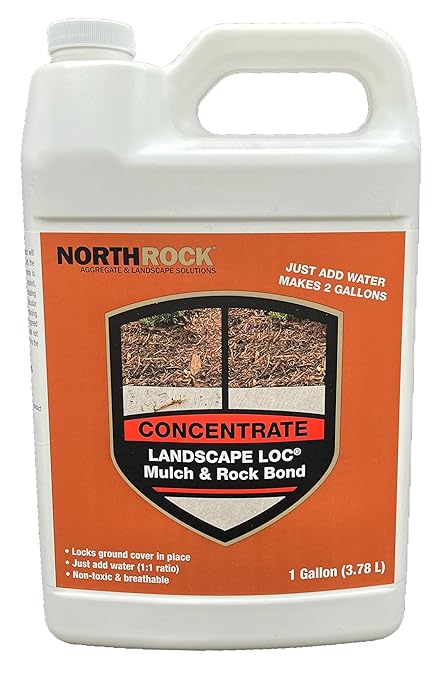 Mulch & Rock Bond Concentrated Formula - Binder for Mulch, Rock, Bark, & Pea Gravel, Strong Stabilizing Glue, Just Add Water, Makes 2 Gallons, Covers 500-1,500 sq. ft. (1 Gallon)