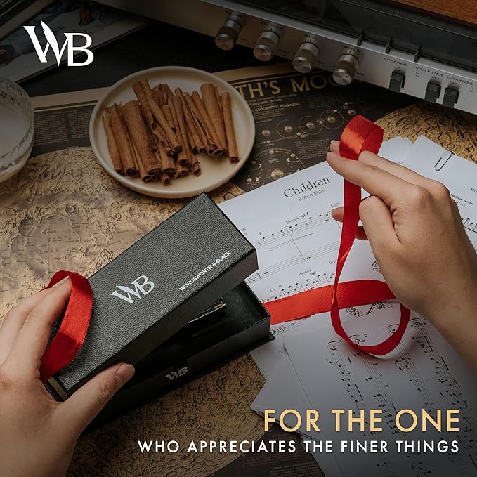 Wordsworth and Black Ballpoint Pen Silver Lacquer- Stunning Luxury Pen Chrome Finish, Ink Refill, Best Gift Set for Men & Women, Refillable, Elegant, Nice Pens, Fine Point