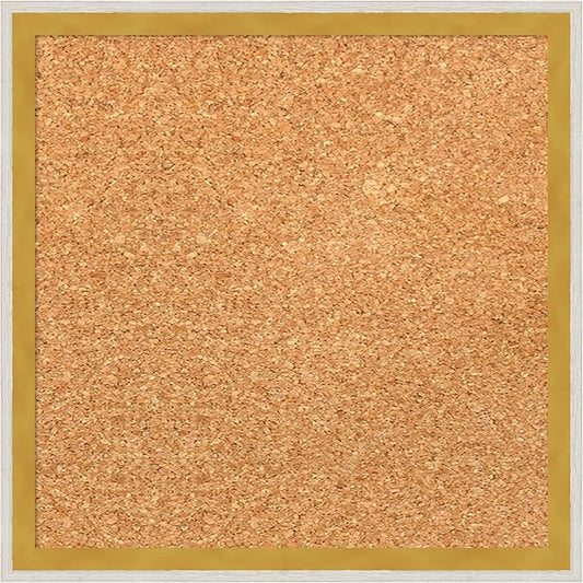 Amanti Art Natural Cork Board for Wall, 13x13 Vision Board with White Frame, X-Small Corkboard Office Decor for Home Organization, Modern Corkboard Pinboard to Display Items for Home Organization in
