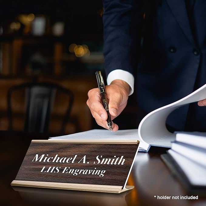 Engraved Custom Door Plate Teak Plastic Office Door Sign with White Letters - Made in USA 2x12 N7