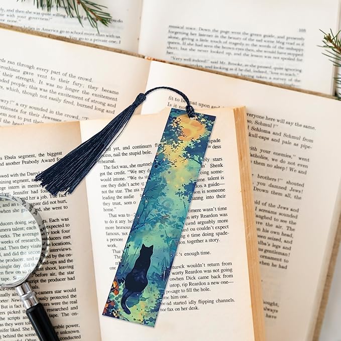 Metal Bookmark Black Cat Bookmarks for Women Men Book Lovers Book Mark Set of 2 with Tassel Reading Book Accessories Book Marks for Reading Women Men Book Lovers Gifts