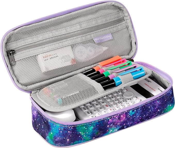 Choco Mocha Galaxy Pencil Case for Girls, Soft Pencil Case Kids Pencils Pouch for Kindergarten Girls, Purple