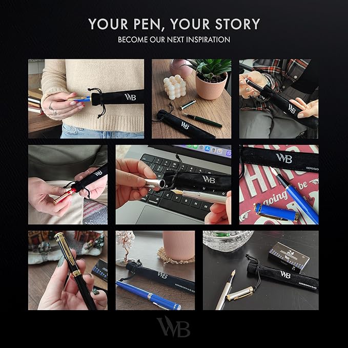 Wordsworth & Black Fountain Pen Set, 18K Gilded Extra Fine Nib, Includes 24 Pack Ink Cartridges, Ink Refill Converter & Gift Pouch, Gold Finish, Calligraphy, [Black Gold], Perfect for Men & Women