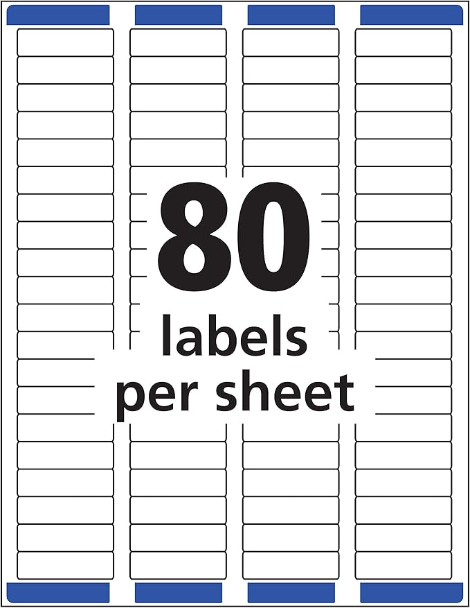 Avery Mailing Address Labels, Inkjet Printers, 10,000 Labels, 1/2 x 1-3/4, Permanent Adhesive, Easy Peel (5 Packs 8167)