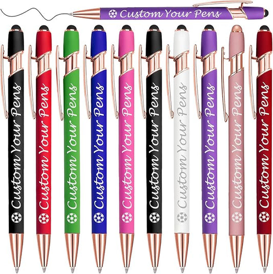 Amlion Personalized Custom Pens with Name Engraved Logo Text,10 Customized Writing Stylus Pen Promotional Item Gift for Men Women Office Business Wedding-Assorted
