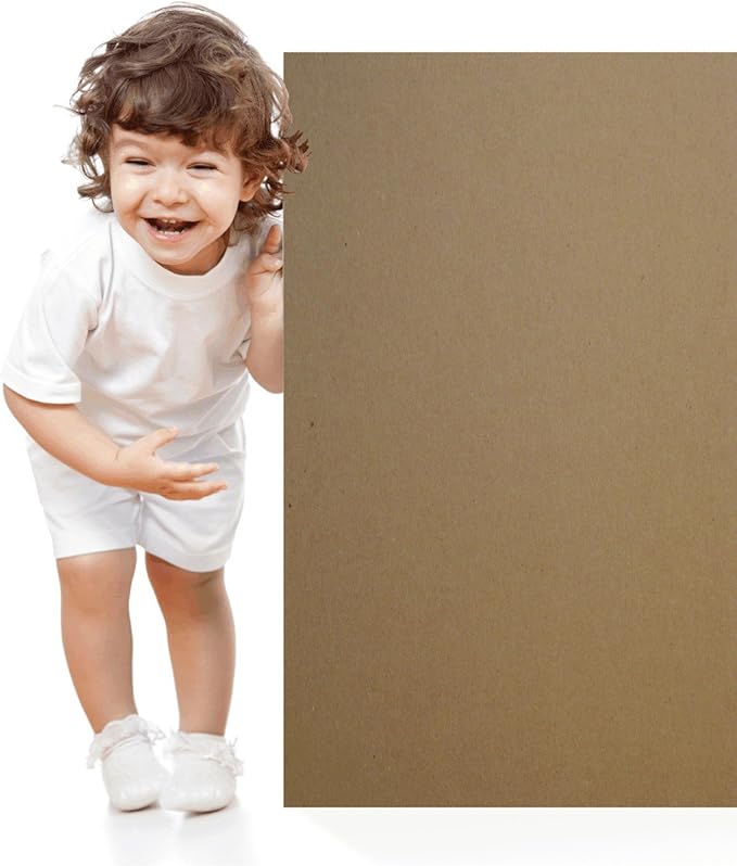 50 Sheets Chipboard 24pt (Point) 6" X 6" (6X6 Inches) Square Album Picture Frame Size .024 Caliper Thickness Light Weight Cardboard Craft, Shipping and Packing Brown Kraft Paper Board