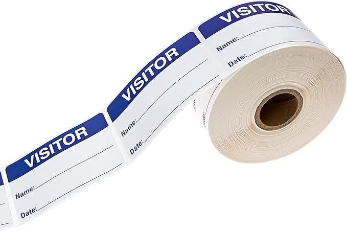 Blue White Visitor Labels / 500 Blue and White Identification Stickers / 2" x 3" Easy to Write On Hall Pass/Made in The USA