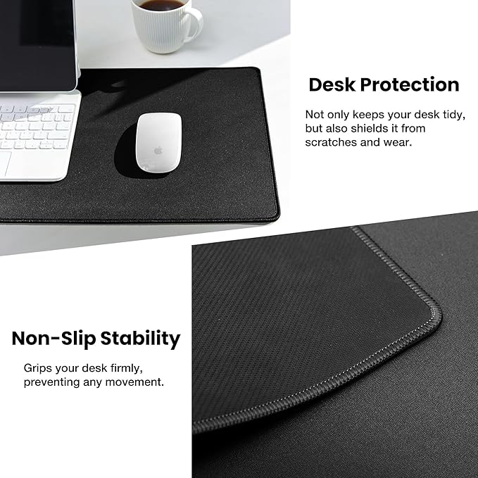 ALOANES Large Gaming Mouse Pad with Non-Slip Rubber Base,Stitched Edge,Desk mat for Laptop,Computer & PC, Wristing Pad for Gamer,Office & Home,Classic Black XL 27.6''x 11.8''x 0.12''