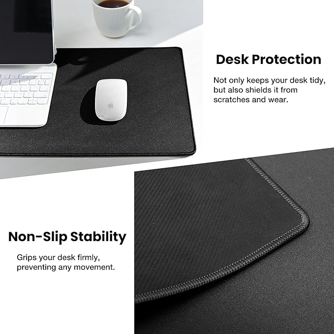 ALOANES Large Gaming Mouse Pad with Non-Slip Rubber Base,Stitched Edge,Desk mat for Laptop,Computer & PC, Wristing Pad for Gamer,Office & Home,Classic Black XL 11.81''x31.50''x0.12''