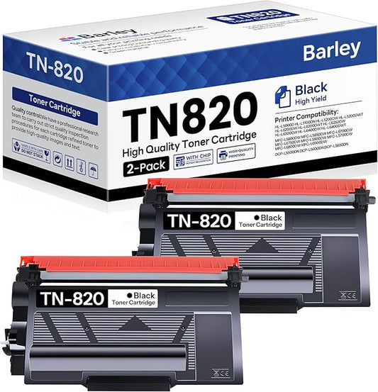 TN820 TN-820 Toner Cartridge Compatible TN820 TN-820 Black Toner Cartridge Replacement for Brother TN820 TN-820 HL-L6200DW MFC-L6800DW MFC-L5900DW MFC-L5850DW Printer Ink (2-Pack).