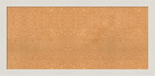 Amanti Art Natural Cork Board for Wall, 23x47 Vision Board with White Frame, Oversize Corkboard Office Decor for Home Organization, Country Rustic Corkboard Pinboard to Display Items for Home