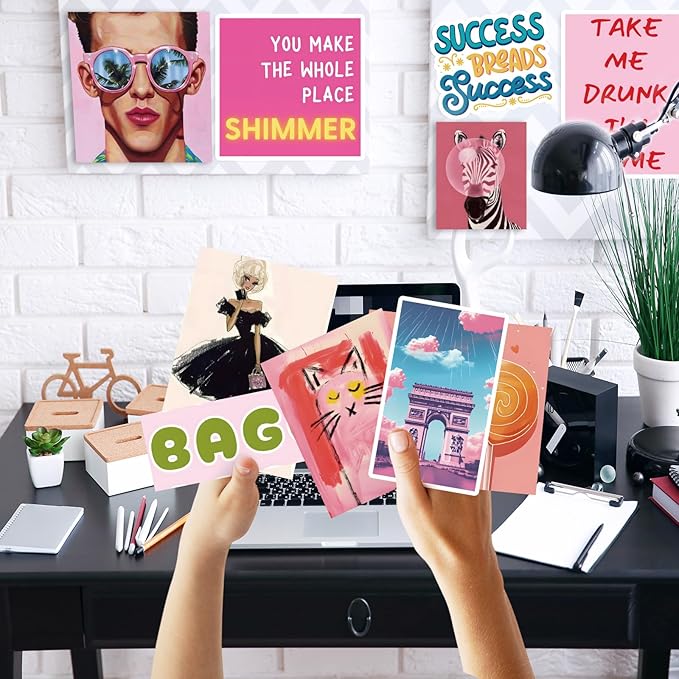 EggSun Vision Board Supplies with 1200+ Images & Quotes Collage Magazine Book, Wall Clip Art Scrapbook Journal Kit for Vision Board Making Beginners Women Men Teen Girls Coquette Room Decors (Preppy)