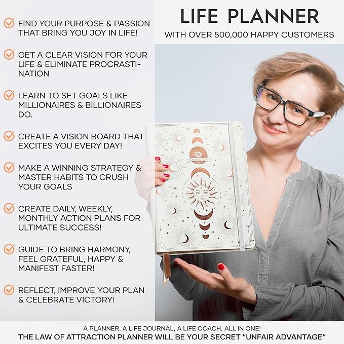 2026 Planner Weekly and Monthly | Law of Attraction Planner with Panduo App | A 12 Month Journey for Productivity, Gratitude & Goal Setting | Includes Foldable Vision Board, Gift Box & Stickers