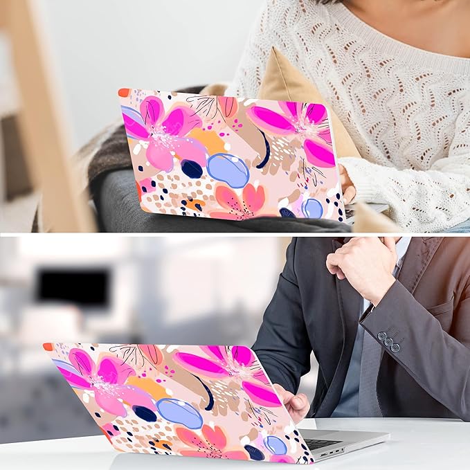 DONGKE Compatible with M4 MacBook Air 15 inch Case 2025 2024 2023 A3241 A3114 A2941 M3 M2 Liquid Retina Display Touch ID, Plastic Hard Case & Keyboard Skin & Screen Protector - Floral Artistic