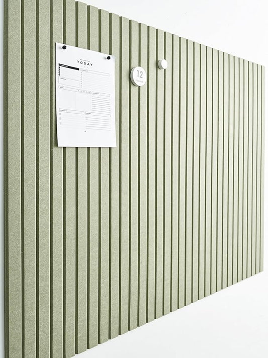 Large Cork Boards for Walls Black Felt Board Alternative - Slat Wall Paneling, Felt Bulletin Board Tiles for Office Decor, Push pin Board Office Wall Organizer -12-Pack (Sage)