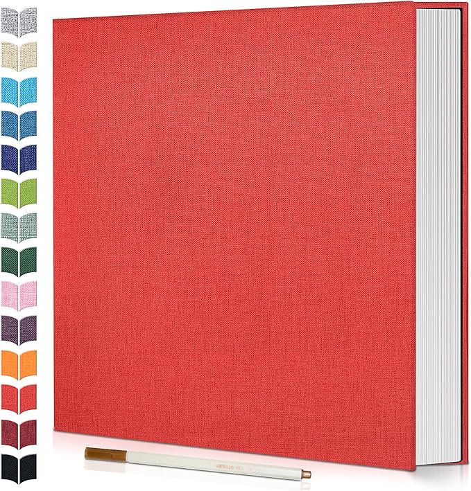 Photo Album Self Adhesive Scrapbook,Large Photo Book for 4x6,5x7,8x10 Pictures,DIY Album for Baby Wedding Family Travel Birthday,with Metallic Pen and Scraper