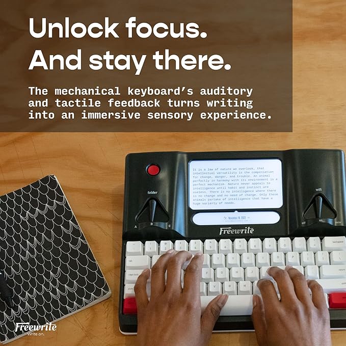 Freewrite Smart Typewriter | Digital Typewriter with E Ink Display for Distraction-Free Writing | WiFi-Enabled Word Processor Syncs Directly to The Cloud | Dedicated Drafting Machine for Authors