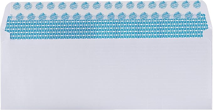 Aimoh 100#10 Custom Printed Security Tinted Self-Seal Envelopes – Personalized with Logo and Address/Return Address Imprinted - Size 4-1/8 X 9-1/2" - White - 24 LB - 100 Count (74100)