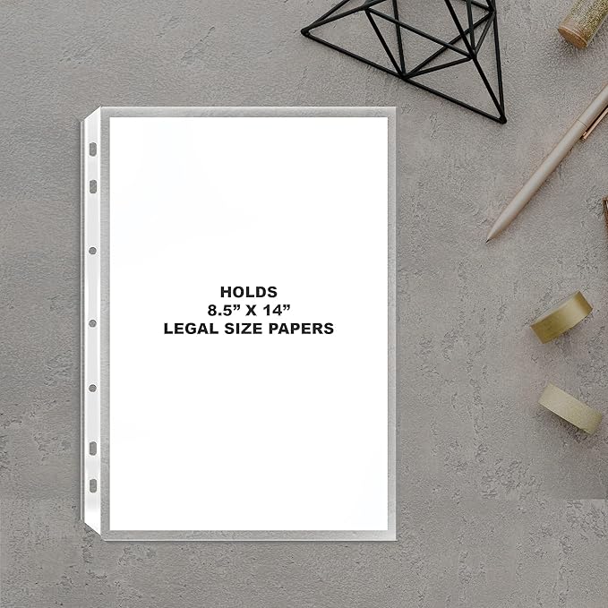 Performore 10 Pack of 8.5 x 14 Legal Size Heavyweight Clear Sheet Protectors, Plastic Legal Paper Sleeves, Clear Archival Quality, Long Sheet Protectors for Binders Documents