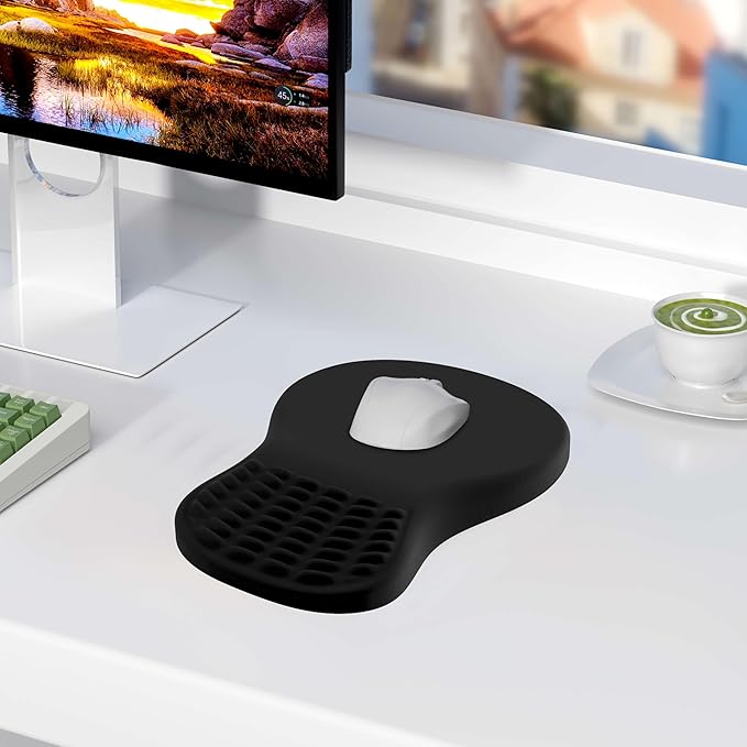 MEKASS Ergonomic Mouse Pad with Wrist Rest, Memory Foam Mousepad for Carpal Tunnel Pain Relief, Desk Computer Wrist Support Mouse Pad with Non-Slip PU Base for Office Home (Big Red Leaf)