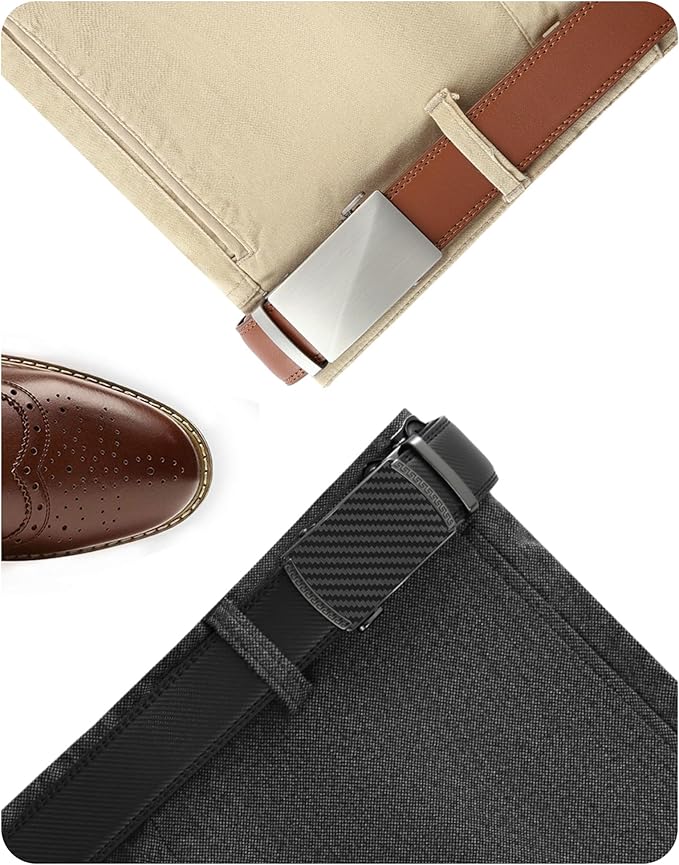CHAOREN Leather Ratchet Belt Men 2 Pack - Customizable Fit, Effortless Style (35mm)
