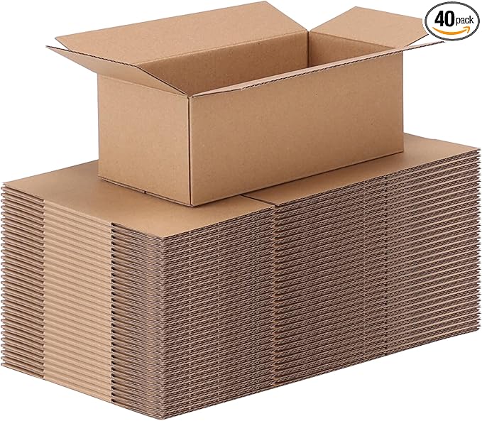 CRUGLA 40 Packs 8x4x3 Shipping Boxes for Small Business, Corrugated Cardboard Boxes Bulk for Shipping Packing Mailing