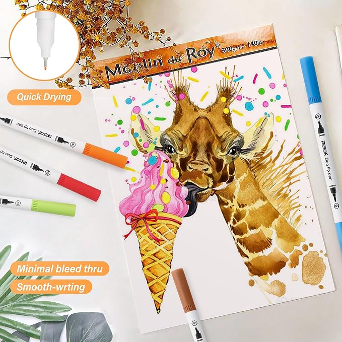 ZSCM 160 Colors Duo Tip Brush Markers Art Pen Set, Artist Fine and Brush Tip Colored Pens, for Adult Coloring Books Christmas Cards Drawing, Note taking Lettering Calligraphy Journaling