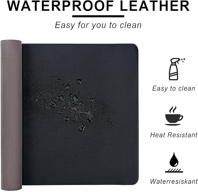 Leather Desk Pad Protector,Non-Slip Desk Pad,on-Slip PU Leather Large Mouse Pad,Easy Clean Desk Protecor Mat,Writing Pad for Office Work/Home/Decor(Grayish Lavender, 31.5" x 15.7")