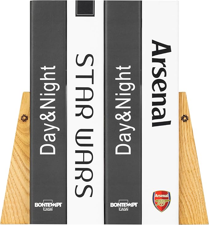 TILISMA Book Ends for Shelves - Handmade Wooden Bookends with Metal Base, Chestnut Tree - Sturdy Book Holders for Bookshelves - Fancy Modern Decorative Bookends, Heavy Duty – Home Décor Accessories