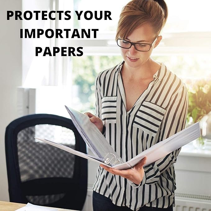 3 Ring Binder, 3" Angle D Ring Heavy Duty Binder with Pockets for 8.5" x 11" Sheet Size, Durable Non-Stick Customizable Clear View Cover (White)