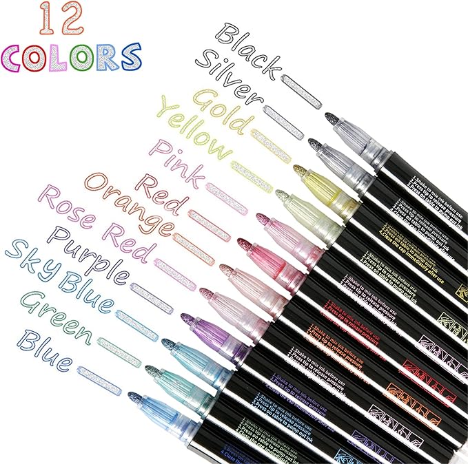 Outline Markers 12 Shimmer Markers Glitter Pens,Stocking Stuffers for Teen Girl Gifts Trendy Stuff,Art Supplies Crafts Gifts