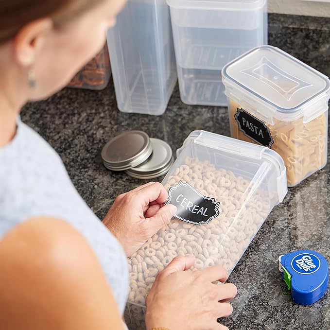 Glue Dots, Dispenser for everyday uses, 6-pack, 750 total dots, 3/8", .375 Inches, Movable, Repositionable, Multi-Functional, Label Containers, Glue Stick and Tape Alternative, Clear