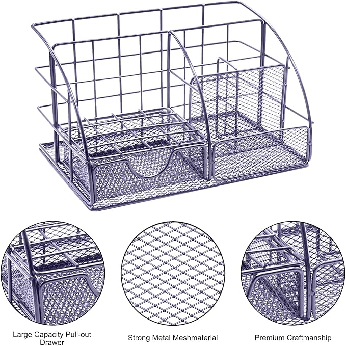 Purple Office Desk Organizers,Purple 13PCS Office Supplies and Accessories Desk organizer, Acrylic Stapler, Staple Remover, Clips, Scissor, Phone Holder, Pen, Pen Holder, Tape Dispenser