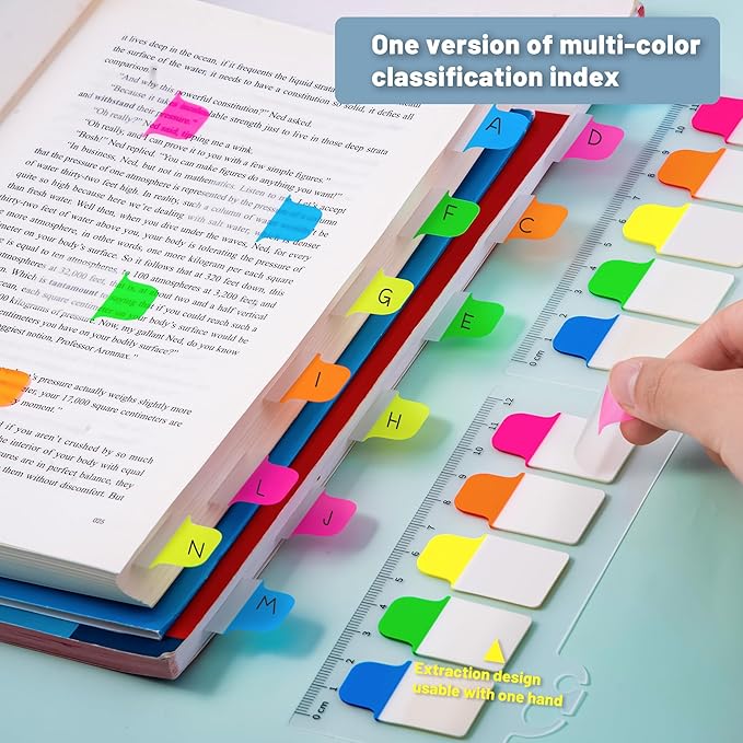 Golcellia Sticky Tabs - 600 Sheets Notebook Tabs - Sticky Flags, Index & Page Tabs - Durable Divider & Binder Tabs for Books & Bibles（6 Pcs, 5 - Color）
