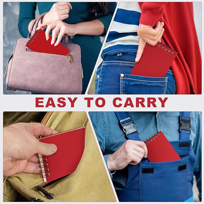 Tenceur 6 Pcs Pocket Notebook Bulk Small 3x5 Inch Spiral Notepads Mini Top Bound Notebook with Lined 120 Pages Ruled Memo Pads for Office College Nurse Essentials Back to School Gift (Red)