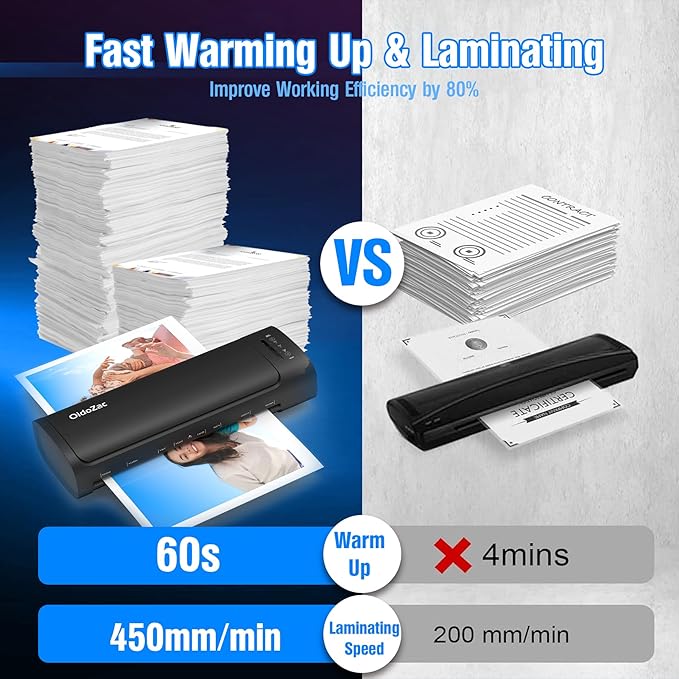 Laminator Machine 13 Inch, 60s Quick Warm-Up Never Jam Laminating Machine with 52 Laminating Sheets, 9 in 1 A3 Thermal Machine Hot & Cold with Paper Trimmer Corner Rounder for Office School Home Use