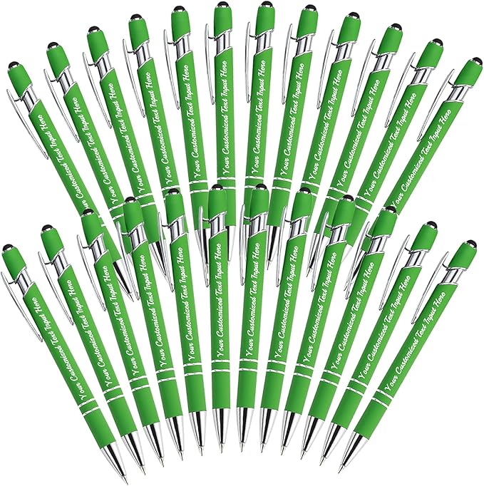 Personalized Ballpoint Pen 24pcs, Custom Pens Free Engraved Bulk with Name Logo, Soft Black Ink Stylus with Touch Metal Office, Gift for Anniversaries, Graduations, Birthdays