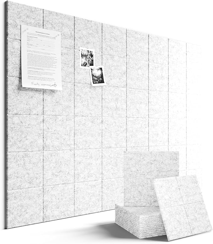 Large Felt Bulletin Board 48" x 36" Cork Board Alternative-12 Pack with 70 Safe Removable Adhesive Tabs, Cork Boards for Walls Cork Board for Home Office Classroom Pin Board-Marble Gray
