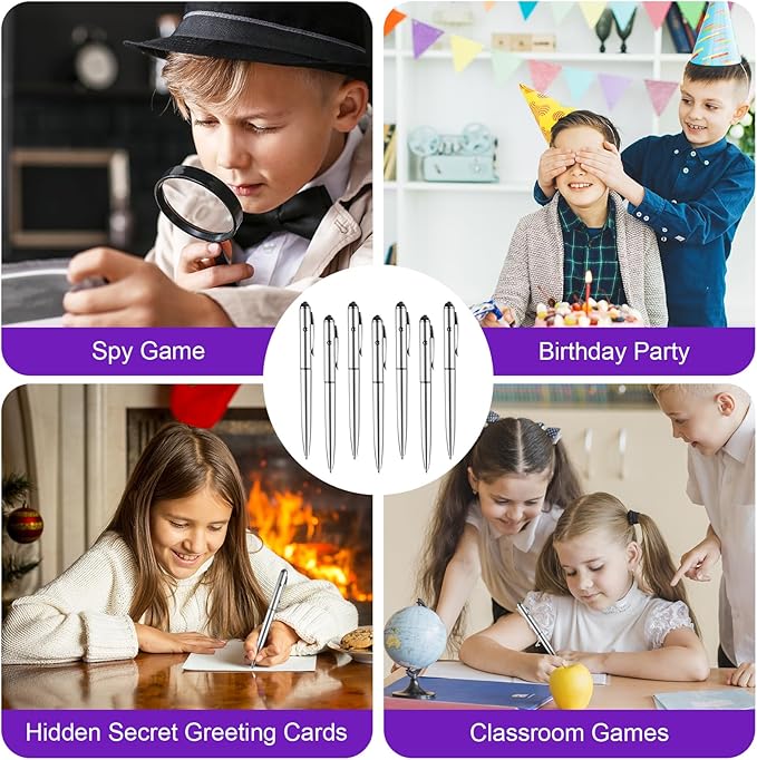 Invisible Ink Pen 30 Pcs Spy Pen with UV Light Magic Marker Pens for Secret Message and Birthday Party, Writing Secret Message for Halloween Christmas Party Bag Gift, with 30 Replaceable Pen Refills