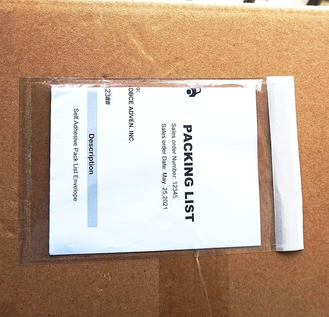 Premium 4.7''x7.5'' Packing List Envelope, Tailored Size for 4x6'' Shipping Labels,Self Adhesive Shipping Label Pouch/Sleeve (300 pack)