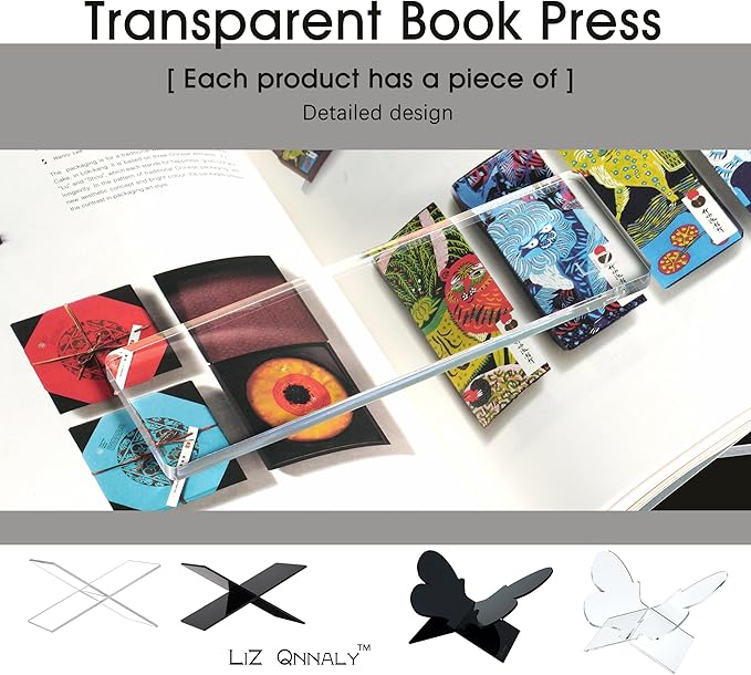 Large Butterfly Clear Acrylic Book Stand - Perfect for Displaying Open Books on Coffee Table - Ideal for Bibles, Cookbooks, Guestbooks, Magazines, Each With a Lucite Paperweight