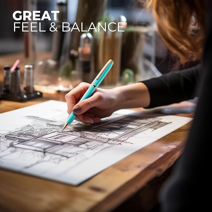 ZenZoi Turquoise Mechanical Pencil w/Schmidt 0.7 mm Twist Lead System. Elegant Full Metal Pencil for Sketching, Drawing, Drafting, Writing & Note Taking. Luxury Gift Box for Men or Women