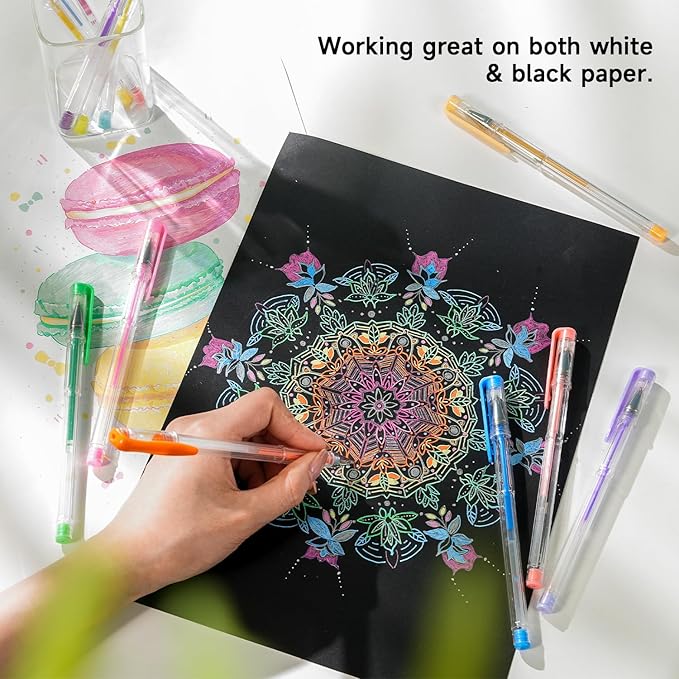 Shuttle Art Pastel Gel Pens, 24 Pastel Milky Colors Gel Pen for Black Paper, Adults Coloring Books Drawing Doodling Crafts Scrapbooking Journaling