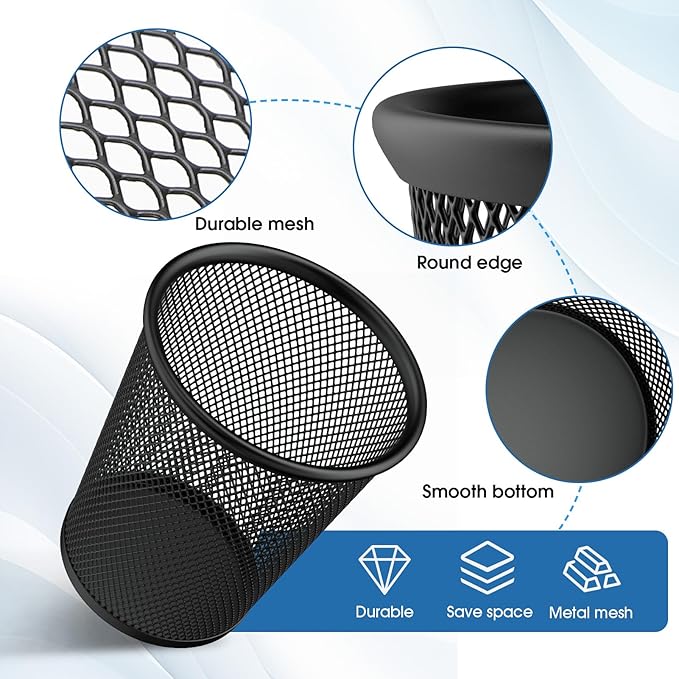 MaxGear Pen Holder for Desk, Premium Mesh Metal Pencil Holder Pen Cup Marker Organizer Makeup Brush Holders, Desk Accessories & Workspace Organizers for Home, School & Office, 5.4’’, 2 Pack