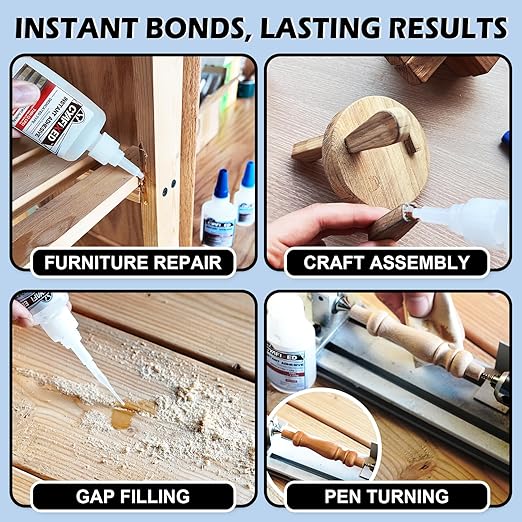 Professional Grade Cyanoacrylate Super Glue, Super Thin Viscosity CA Glue for Woodworking, 2 oz. (56.8 Grams) - Instant Adhesive for Woodturning, Pen Turning, Finish & Hobby