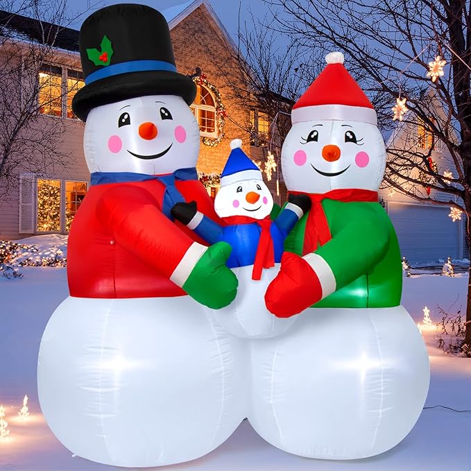 6FT Christmas Inflatable Snowman Family, Outdoor Christmas Decorations Blow Up Inflatables Decorations with Built-in LED for Outside, Lawn, Yard Gaint Holiday Decor