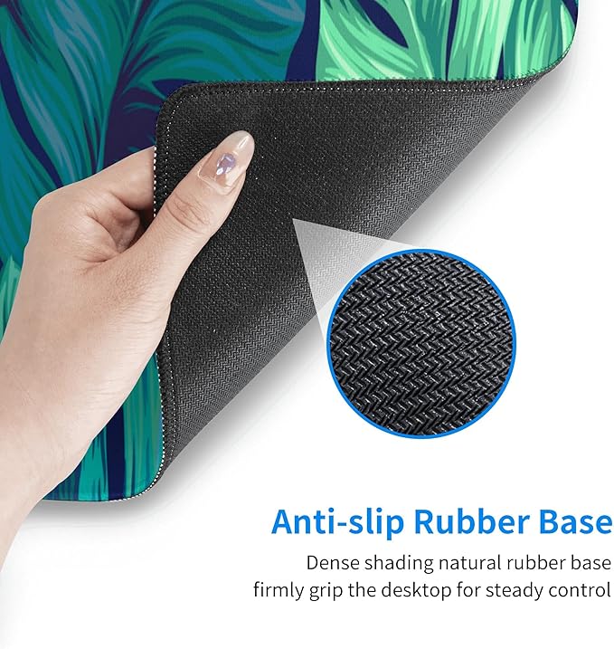 Tropical Palm Leaves Mouse pad, Hawaii Beach Jungle Leaves Mouse pad Palm Leaves Floral Mousepad Green Tropical Leaves Mouse Mat Mouse Pad for Computers Laptop Office, 31.5"x12"x0.12"