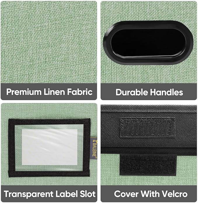 BALEINE File Organizer Box with Lid, Collapsible File Folder Organizer with Plastic Slide, Hanging File Folder Box for Office Document Storage (1 Pack, Green)