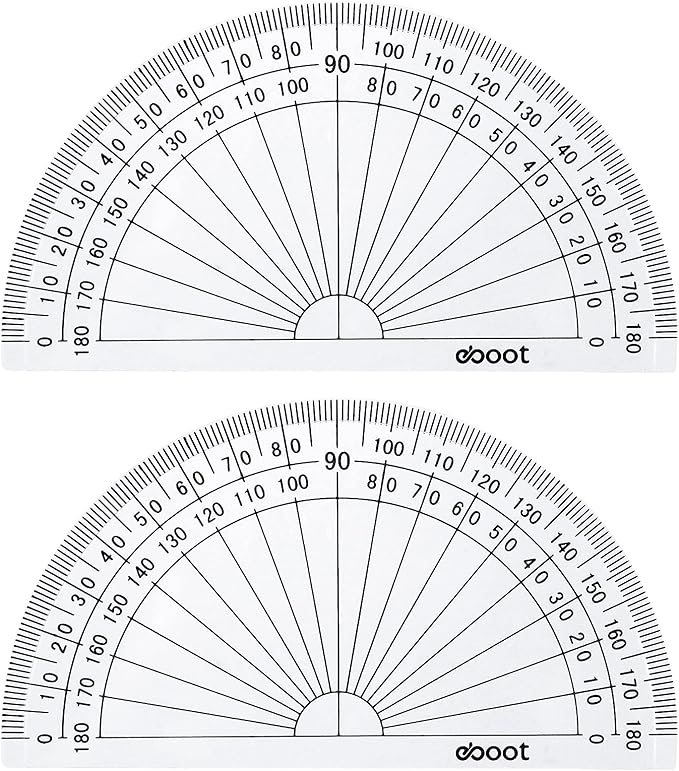 EBOOT 100 Pcs Math Protractors Plastic Protractor 180 Degrees, 4 Inches (Clear)