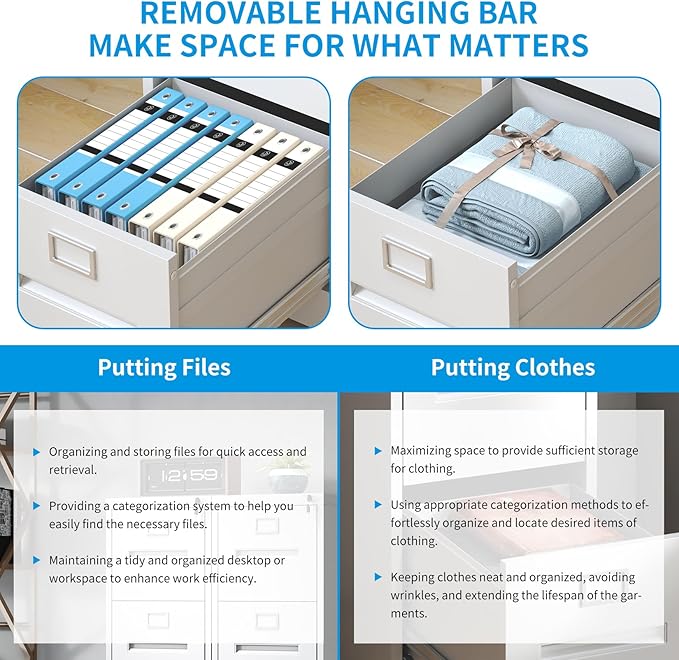 3 Drawer File Cabinet with Lock, Metal Vertical Filing Storage Cabinet for Home Office, Locking Vertical File Cabinets for A4 Legal/Letter Folders, Silent Sliding Drawers, Easy Assemble (White)